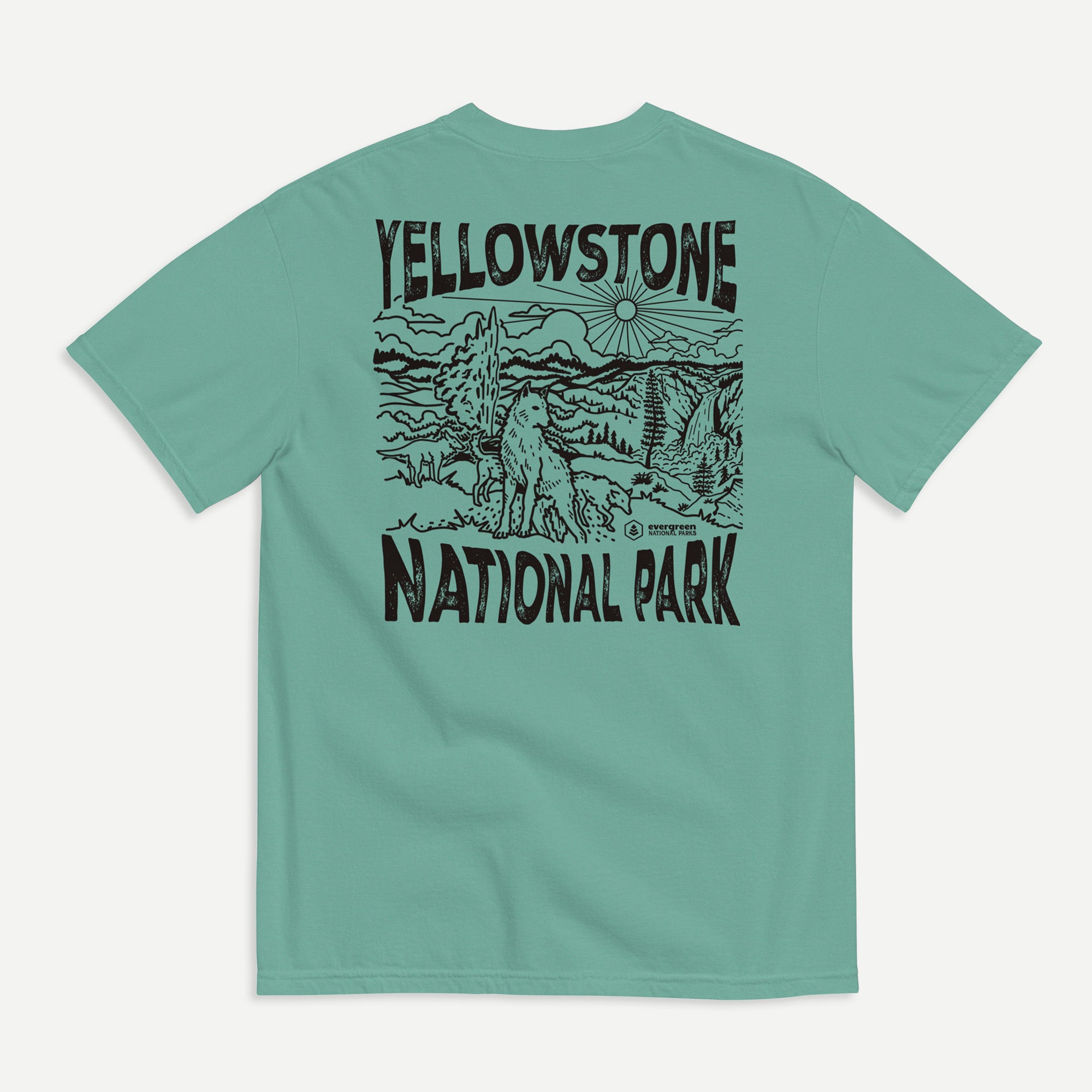 Yellowstone National Park (Breathable Relaxed Fit T-shirt) - Evergreen