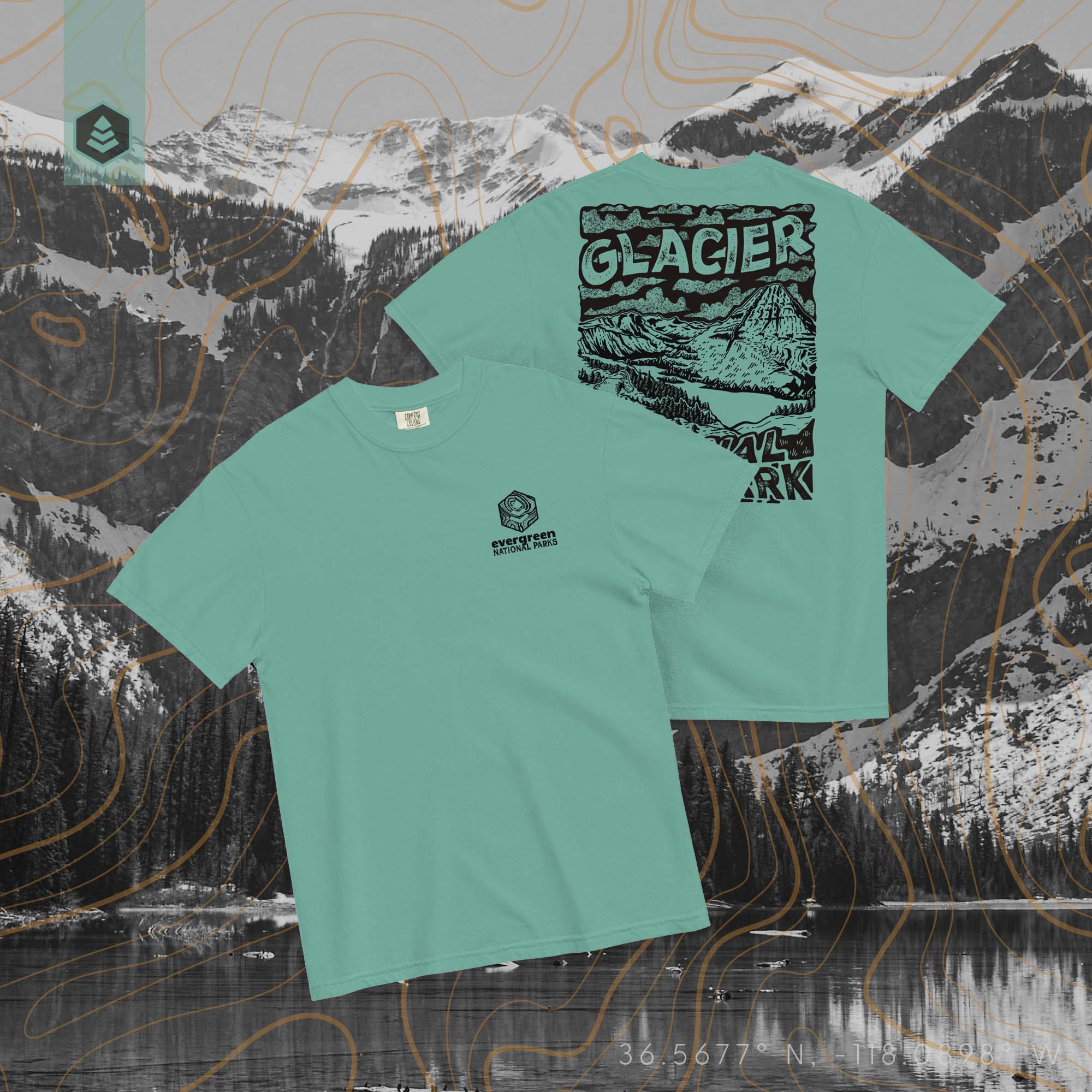 Glacier National Park (Breathable Relaxed Fit T-shirt) - Evergreen