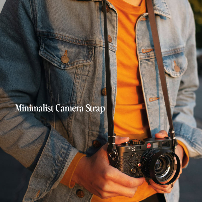 Evergreen Minimalist Leather Camera Strap 28"/38”(black)