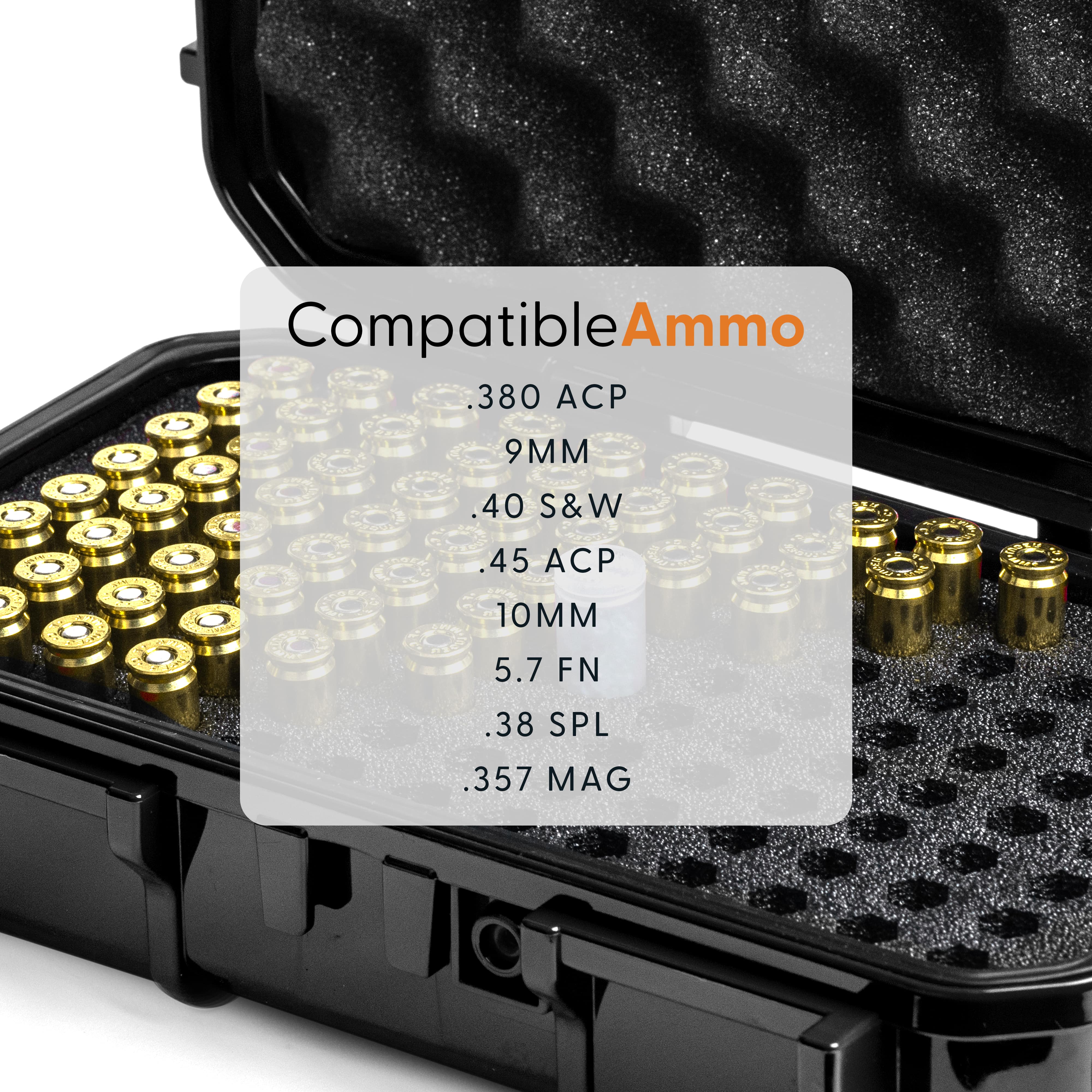  Evergreen Micro Pistol Ammo Case for Storing .22-9mm Ammo  Bullets - Travel Safe/Mil Spec/Waterproof/USA Made (52 Black, Pistol Ammo)  : Sports & Outdoors