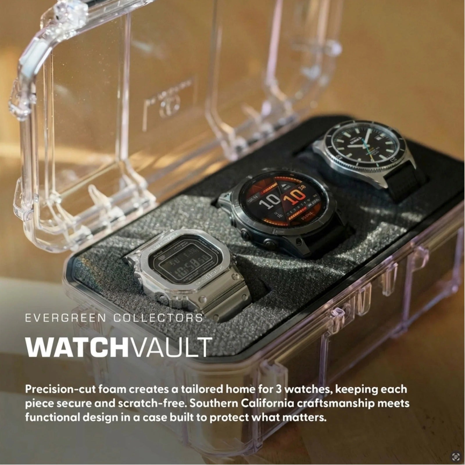 Watch Vault | 3 Watch Hard Case - Evergreen